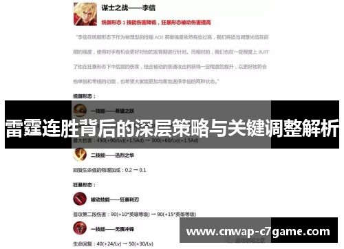 雷霆连胜背后的深层策略与关键调整解析